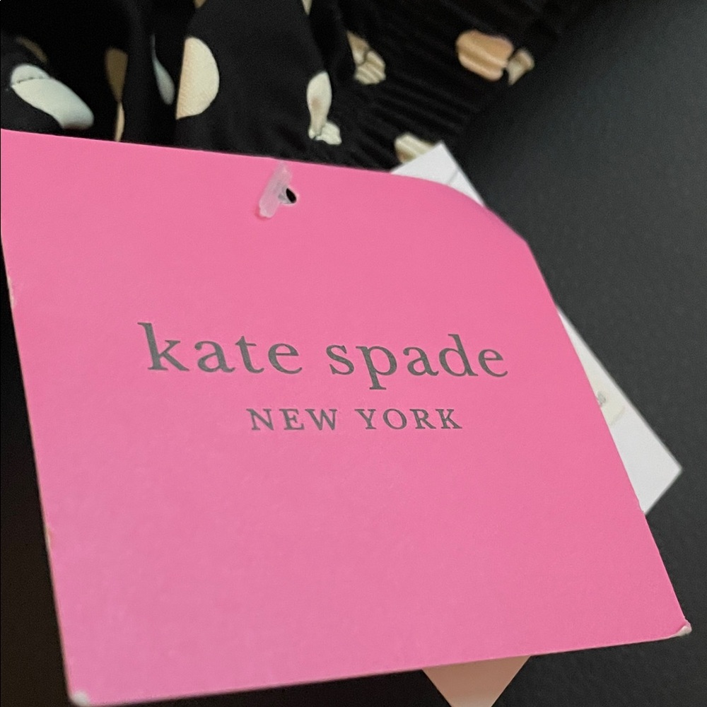 NWT Kate Spade feminine silky Black and White Polka Dot Crop Top Large - Picture 9 of 14